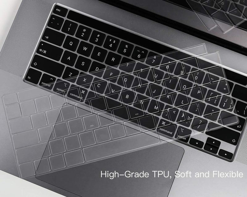 imComor Keyboard Cover Compatible with MacBook Pro 13 inch M2 A2338 2023 2022 2021 2020 M2 M1 A2338 A2289 A2251 & MacBook Pro 16 inch A2141 2020 2019 Touch Bar & Touch ID Keyboard Protector Skin Cover, Clear - Image 2
